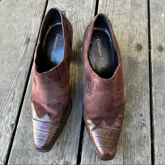 Coldwater Creek Leather Suede Ankle Western Boots Sz 9 - Picture 3 of 14